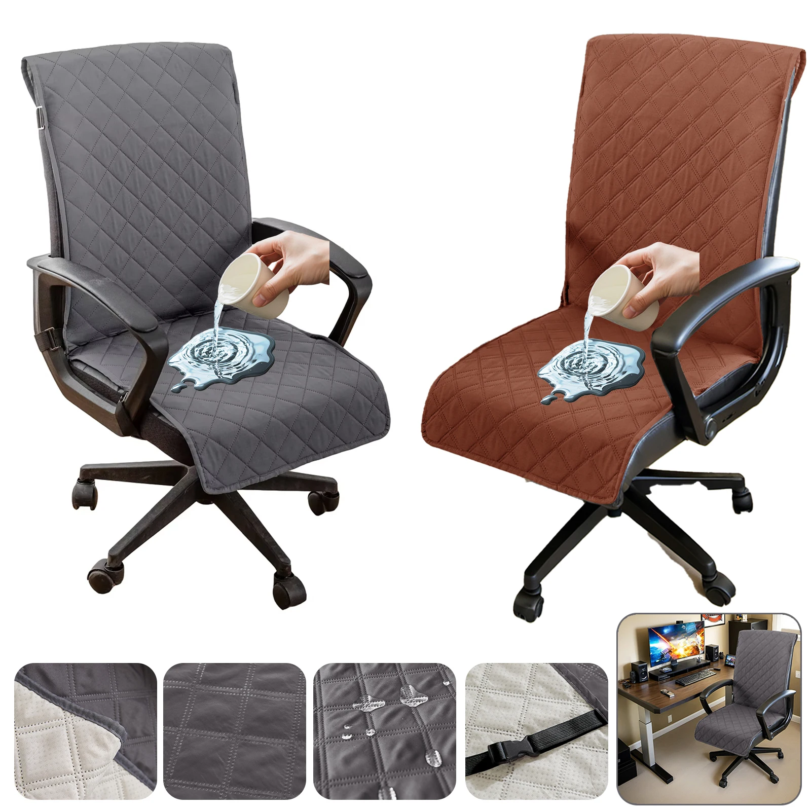 

1pc Waterproof Stretch Office Chair Slipcovers Computer Chair Slipcover for Armchair Protector Seat Cover for Gaming Slipcovers