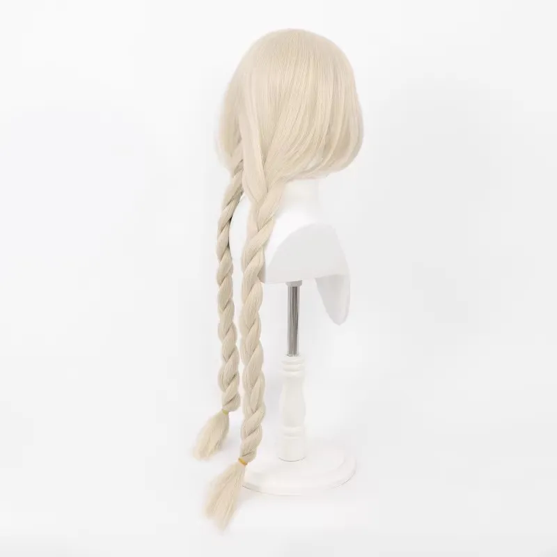 Cosplay Wig Azur Lane Anime Wig Owari Long Blonde Synthetic Wig Simulation Scalp Fluffy and Full Game Double Braided Cosplay Wig