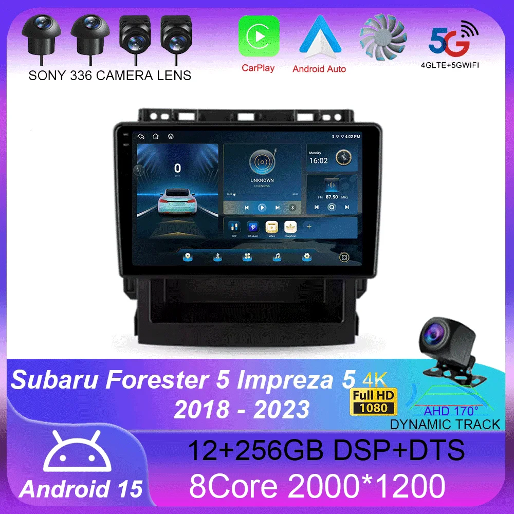 

For Subaru Forester 5 Impreza 5 2018 - 2023 Carplay Auto GPS Car Radio Navigation Multimedia Video Player Stereo BT Android 15