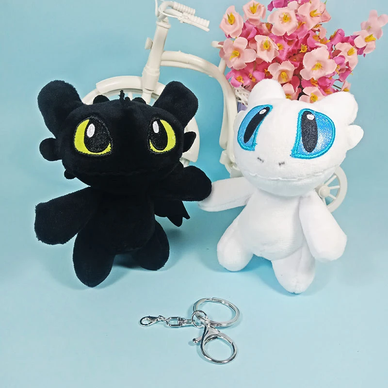 Cute Cartoon Instagram Black and White Flying Dragon Series Metal Plush Keychain Bag Pendant Accessories Gift