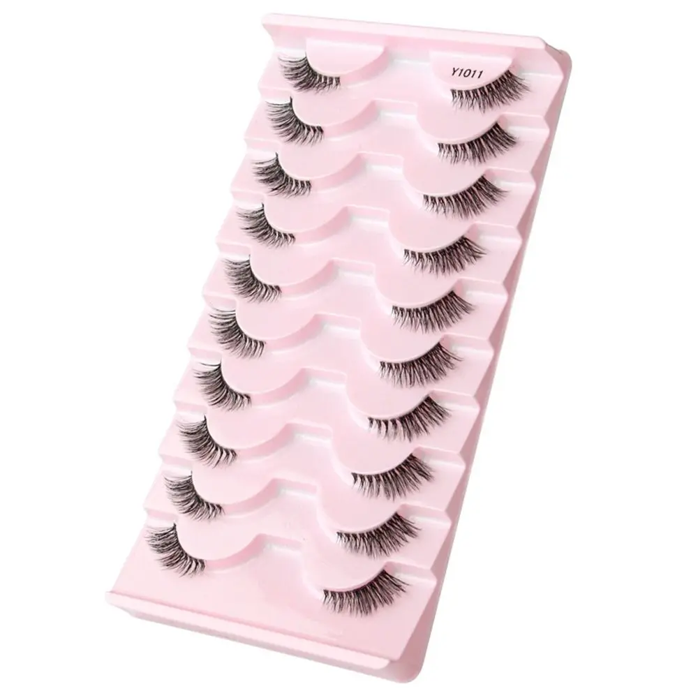 10 Pairs Faux Mink Lashes Natural Look Accent Corner Lashes False Eyelashes Cat Eye Half Lashes with Clear Band