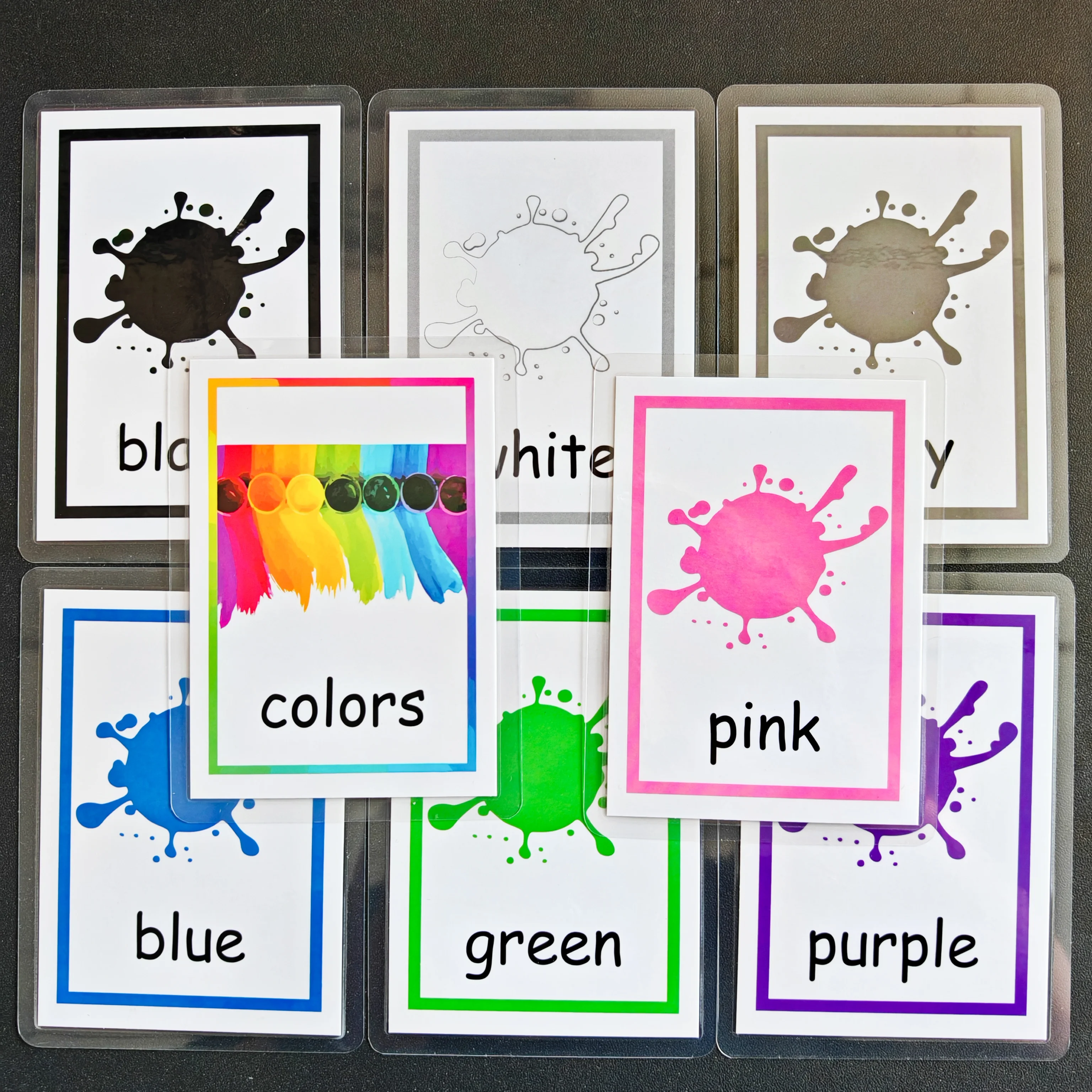 Montessori Baby Learning Card Color Cognition Cartoon English Flash Cards for Children Kids Funny Memory Exercise Game