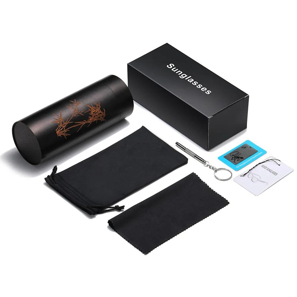 

Wooden Sunglasses Case Cylindrical Bamboo and Wood Glasses Holder Durable Protective