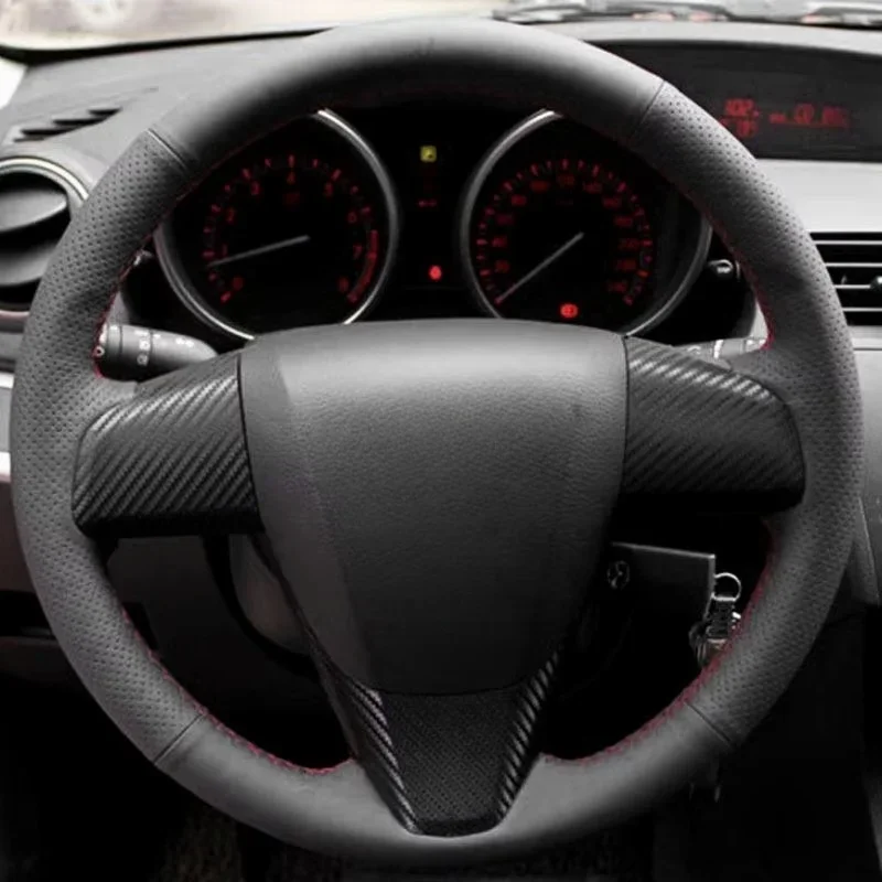 Car Interior Steering Wheel Cover Perforated Microfiber Leather Trim Accessories For Mazda 3 2011 2012 2013 2014 2015 2016 2017