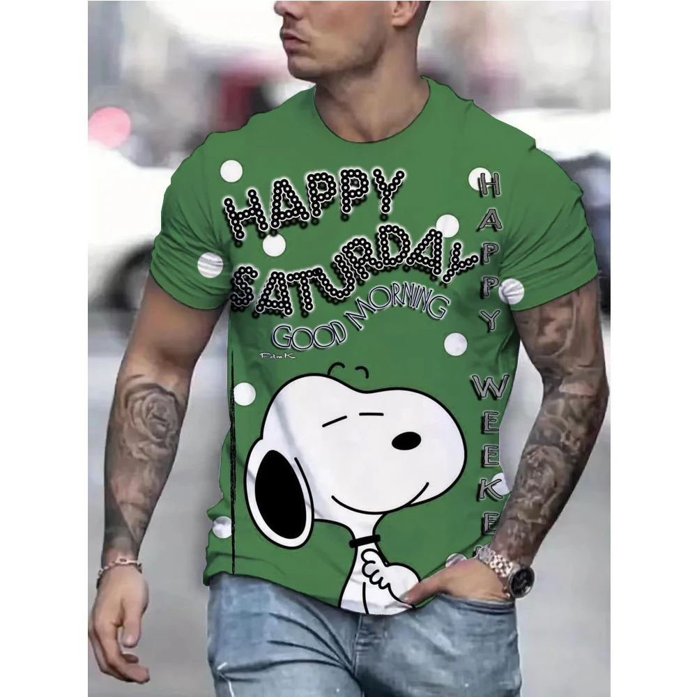 

Vintage Men's T-shirt Summer American Shirt Tops Fun Snoopy print Short-sleeve Tees Loose Daily Men Clothing Casual Streetwear