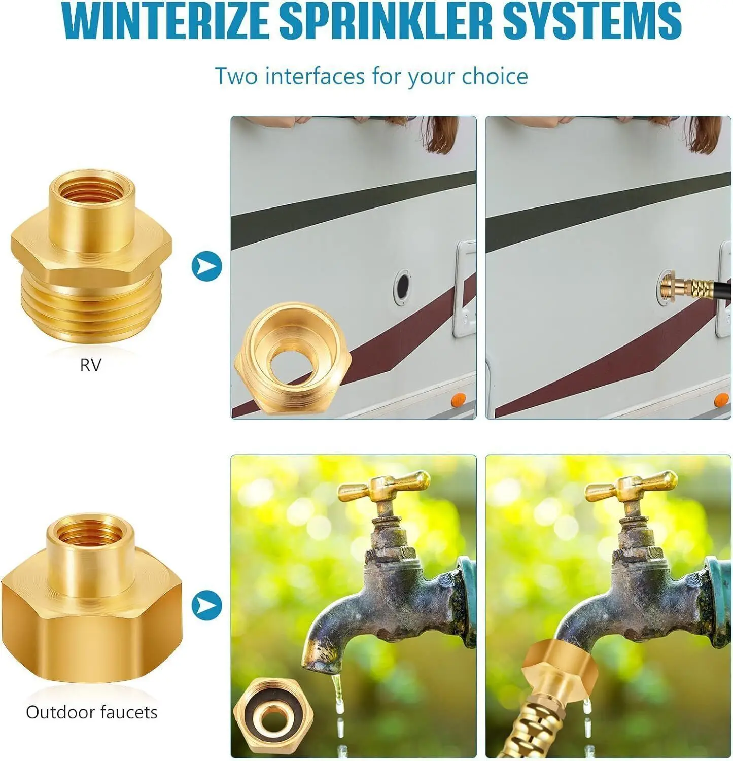 고품질 12인치 캠퍼 겨울 보호 키트 블로우아웃 차단 밸브 어댑터 호스 수도꼭지 RV 트레일러 정원 호스 캠퍼 VH-0328