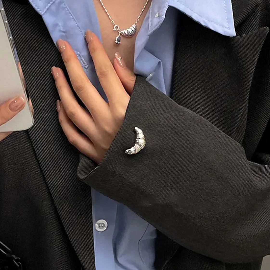 Trend Croissant Broches Voor Mannen Vrouwen Paar Metalen Pinnen Verguld Zilveren Kleur Koreaanse Mode Vintage Luxe Sieraden Geschenken