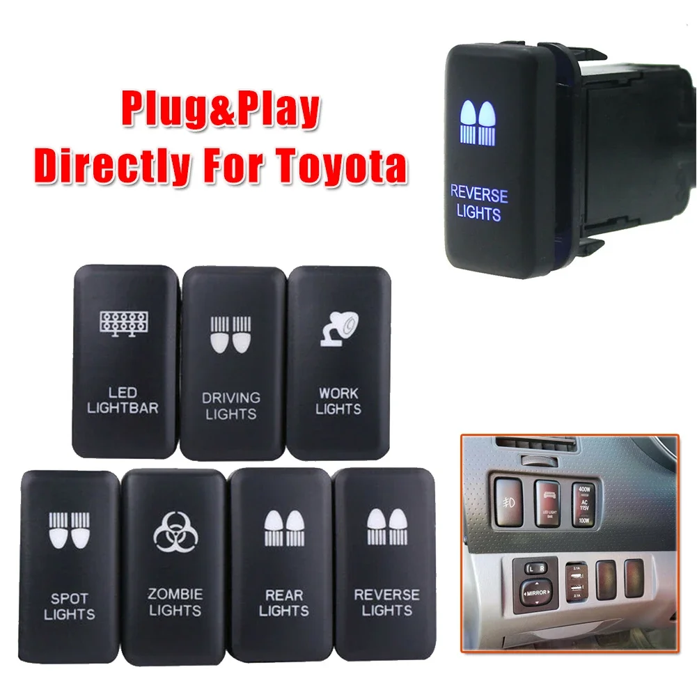 For Toyota For Tacoma FJ Cruiser For Highlander LED Light Bar Switch Button Single Pole Single Throw ON - OFF PUSH Switch