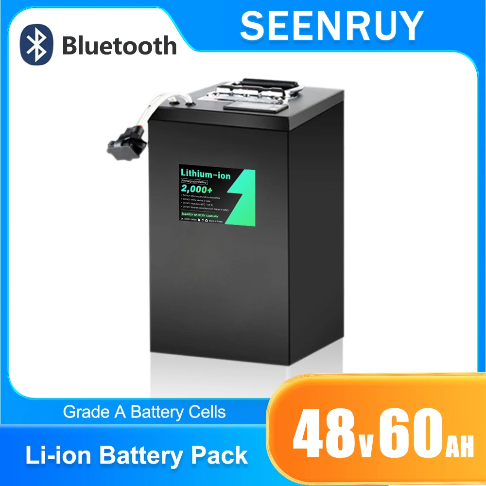 

Литий-ионный аккумулятор 48 В, 60 Ач, глубокий цикл, встроенный BMS для скутера, тележки для гольфа, AGV, трехколесного велосипеда + зарядное устройство 10 А