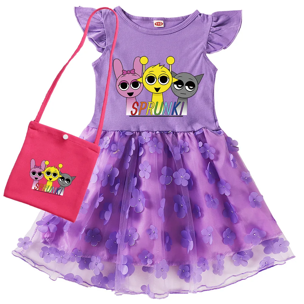 Nouveau jeu Sprunki vêtements enfants dessin animé Incredibox robe bébé filles à manches courtes princesse robes enfants tenues de fête de mariage