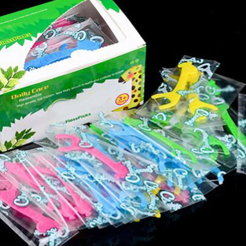 

60pcs Long Neck Giraffe Floss Picks Teeth Cleaning Tools Dental Sticks For Oral Care Fresh Breath Non-Slip Handle