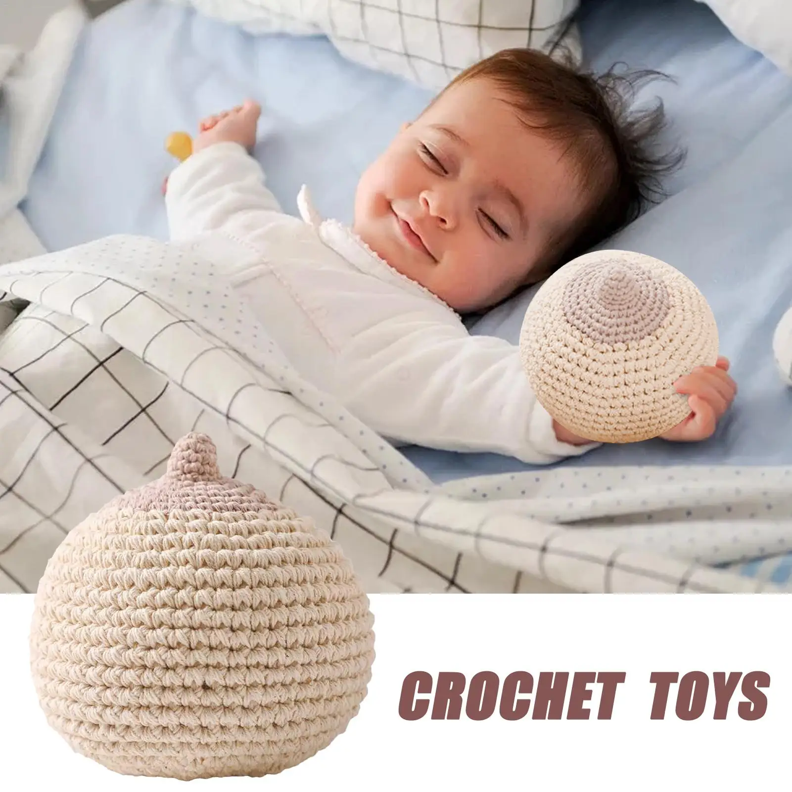 1 PC Baby Teether โครเชต์ Boob สําหรับเด็ก Handmade ให้นมบุตรรุ่น Soothe ของเล่นเด็กของขวัญของเล่นเด็ก