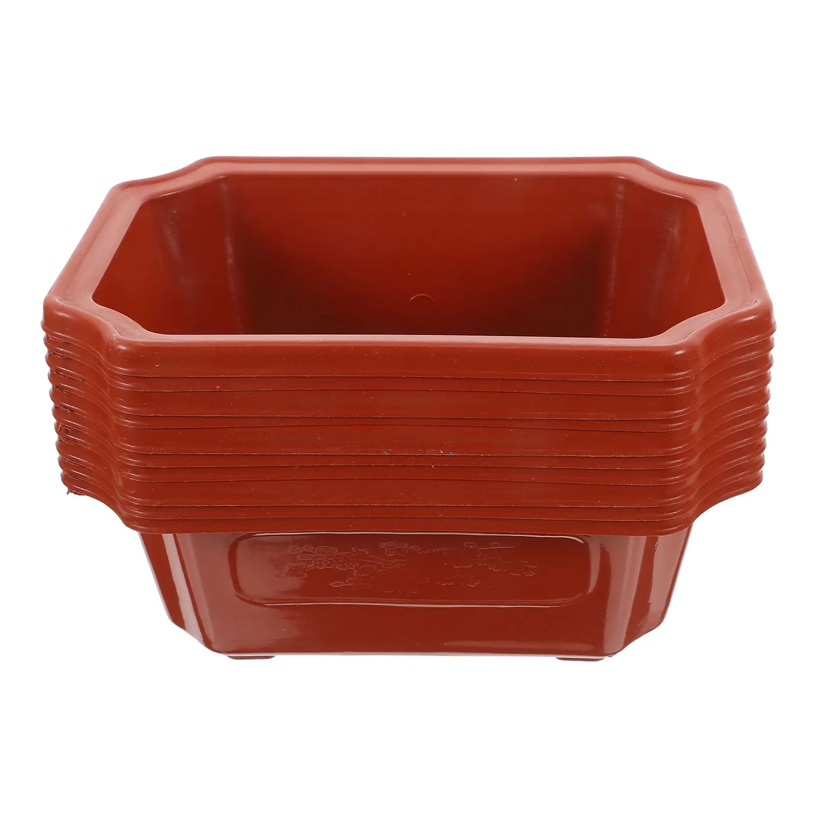 

10 Pcs Bonsai Pot Red Plastic Container for Garden Gardening Bonsai Container Indoor Office Lightweight Flowerpot Planter