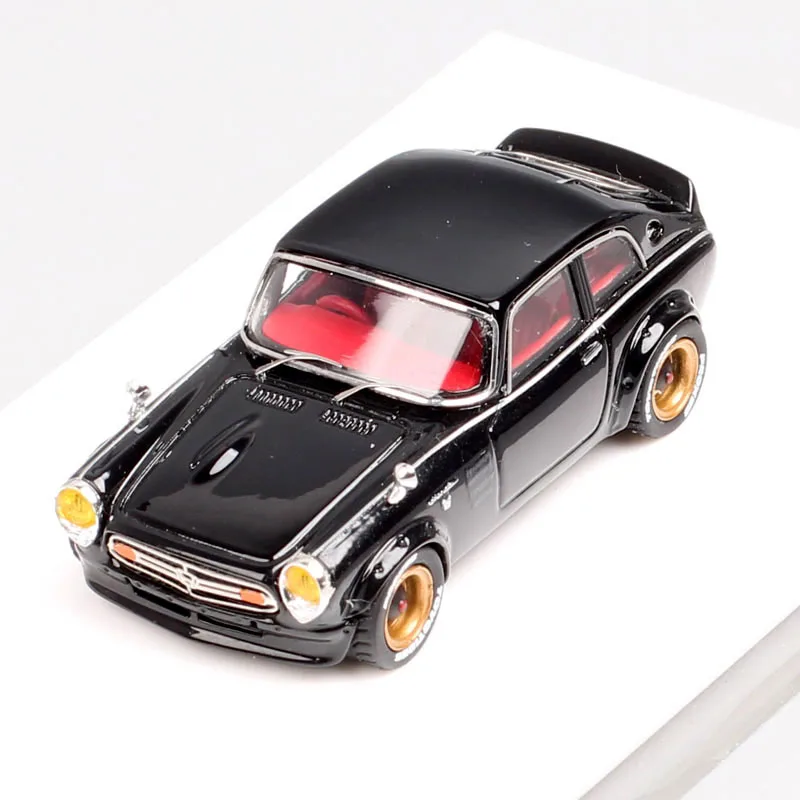 Classic 1/64 Scale Tiny Honda S800 Car Model Resin Diecast Vehicles Toy Miniatures Of Collection Hobby Gift Black Acrylic Box