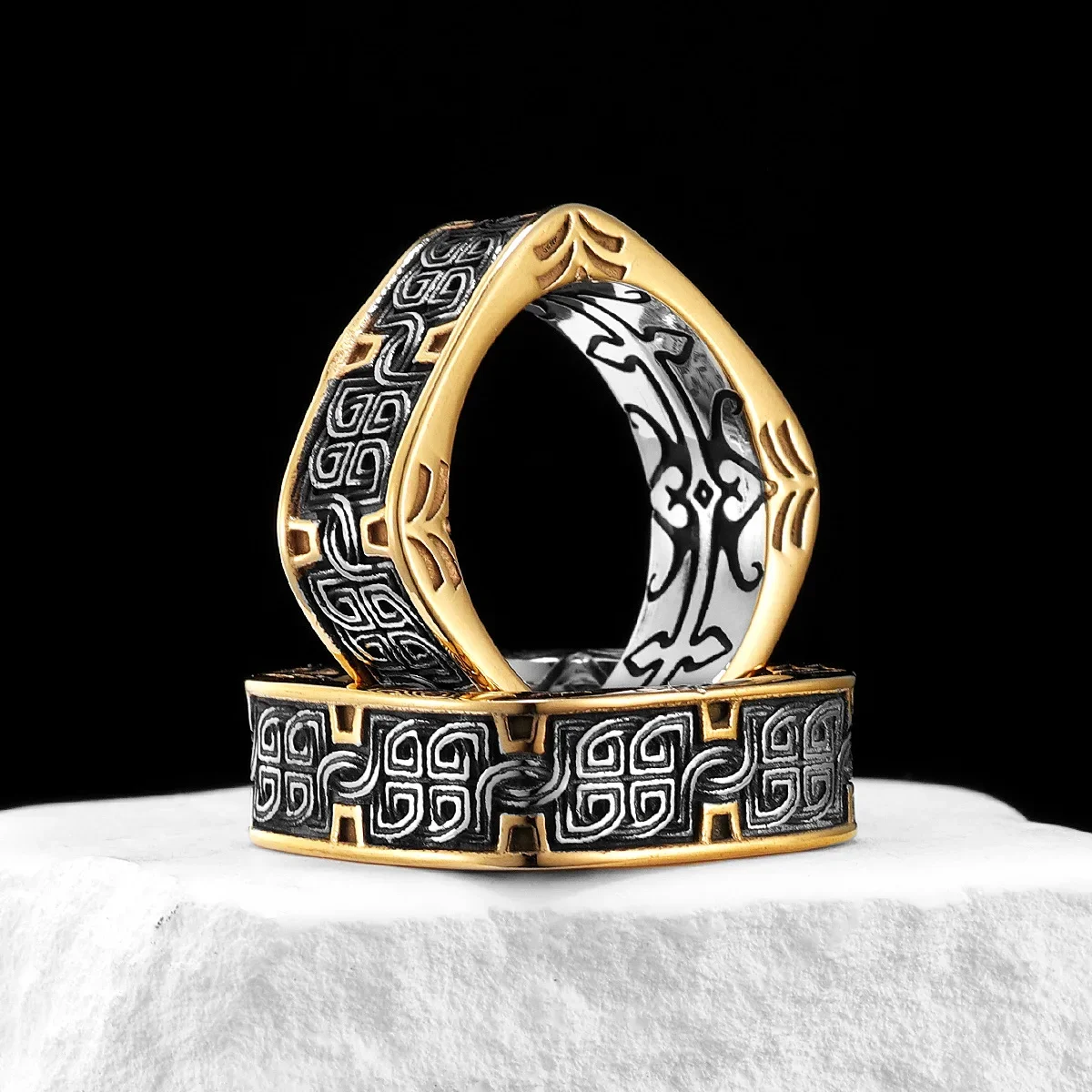 

Retro Classical Patterns Stainless Steel Men Rings Punk New For Male Women Fashion Jewelry Creativity Gift Wholesale Dropshiping