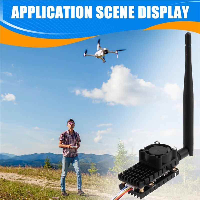 

AT12 5.8Ghz 2W VTX 64CH FPV Video Transmitter Built-In Cooling Fan 7-36V For FPV Long Range Racing Drone RC Part