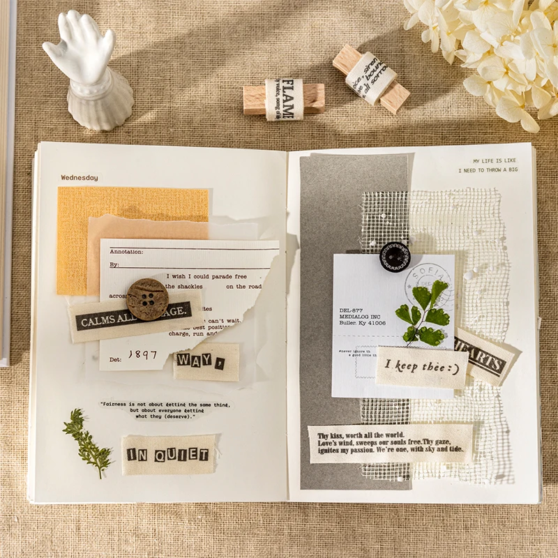 Journal GO English Cloth Strip Journaling Material Pack Hand Made Scrapbooking Photo Frame Craft Making Fabric DIY Materials