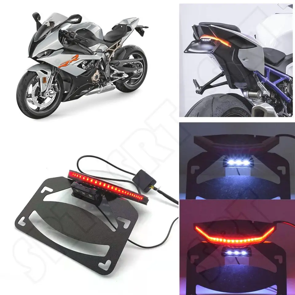 

Fits for BMW S1000RR S1000 RR 2019 2020 2021 2022 Motorcycle Rear License Plate Holder LED Taillgiht Integrated Frame Bracket