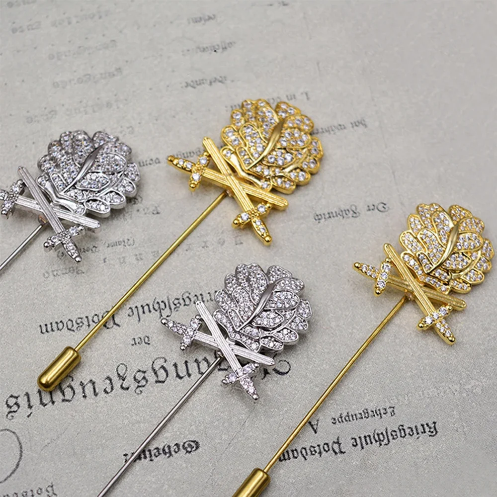 빈티지 독일산 오크 잎 검 다이아몬드 기사단 휘장 메달 배지 핀 정장 브로치 브레스트핀