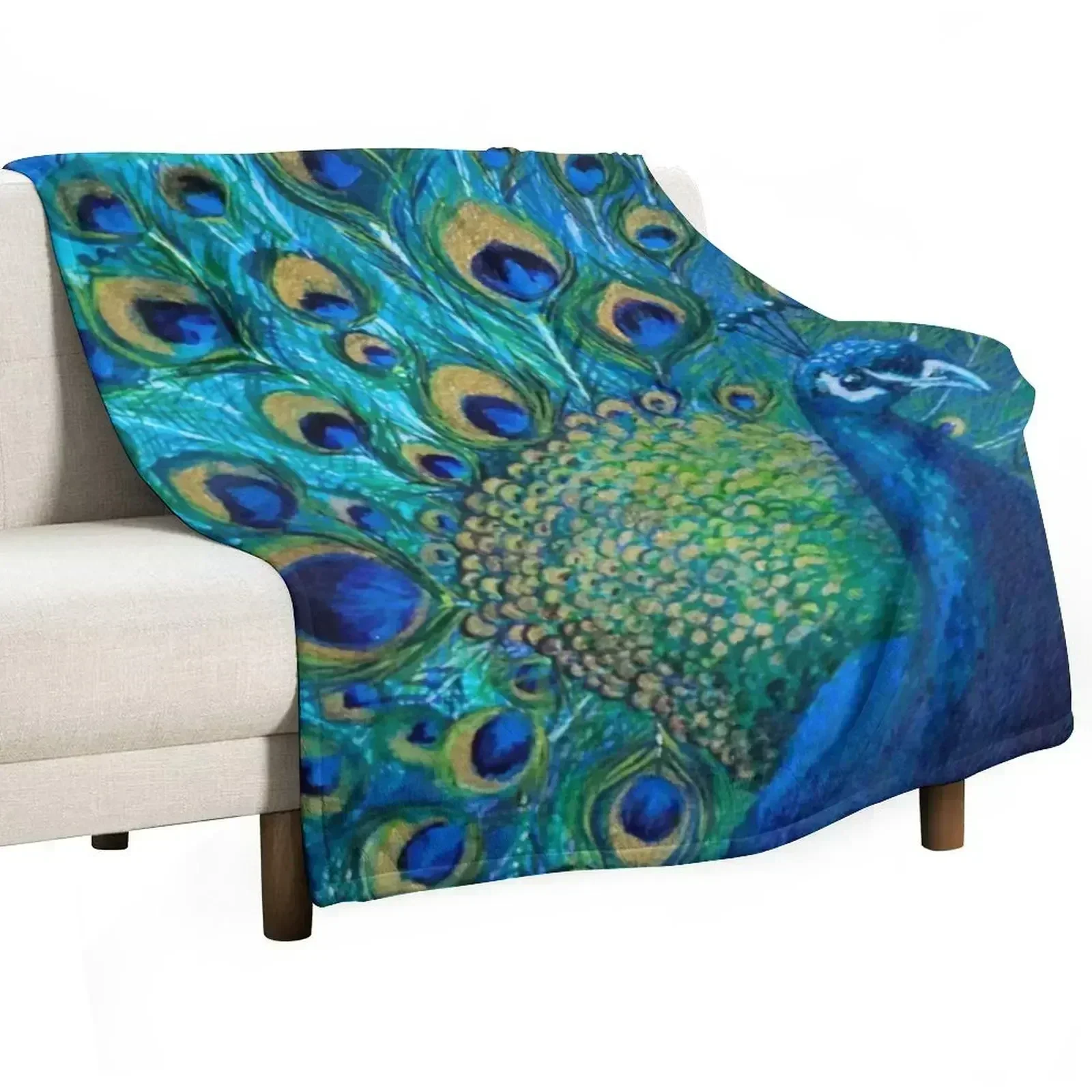 

Beautiful Painted Peacock in its Full Glory Throw Blanket cosplay anime sofa bed Plush Winter beds Blankets