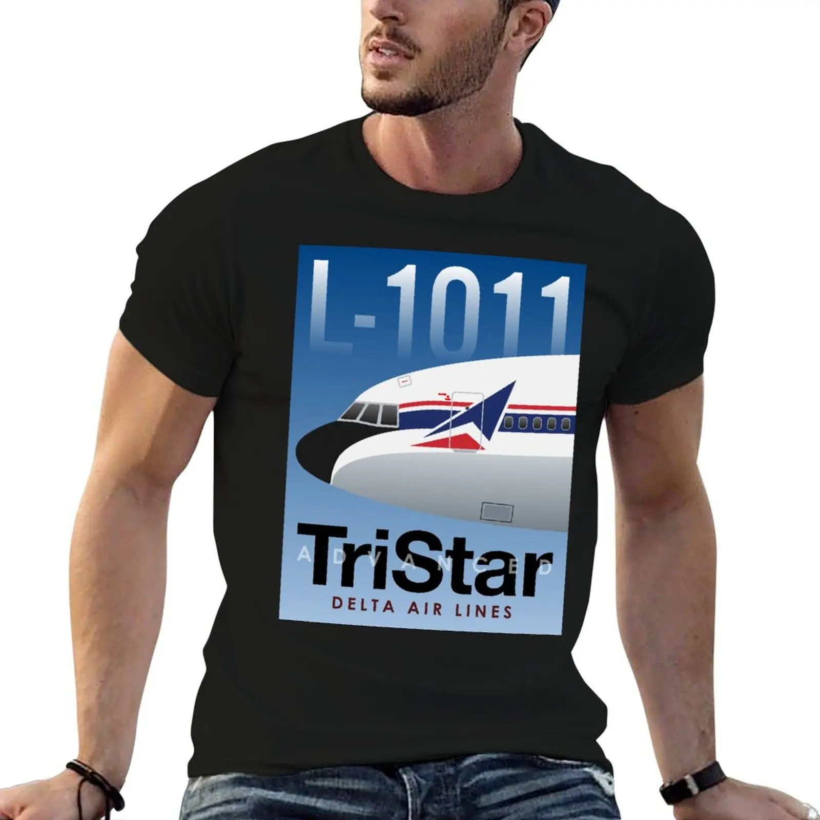 Camiseta Delta Airlines Lockheed L-1011 TriStar Nose, camisetas de algodón para hombre, camisetas gráficas 100% para hombre, camiseta de algodón para hombre