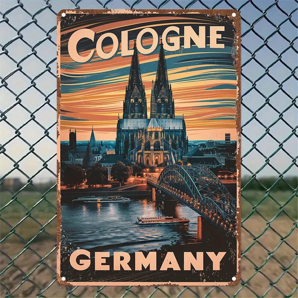 Cologne Germany Scenic Foil Carved Aluminum Wall Art,Vintage Metal Sign for Cafe, Kitchen, Club, Bar, Home Decor, Wall Hanging