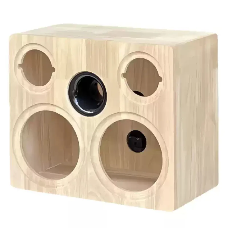 DIY Audio Wooden Speaker Cabinet 6.5in Dual Cutout Solid Wood Speaker Empty Housing