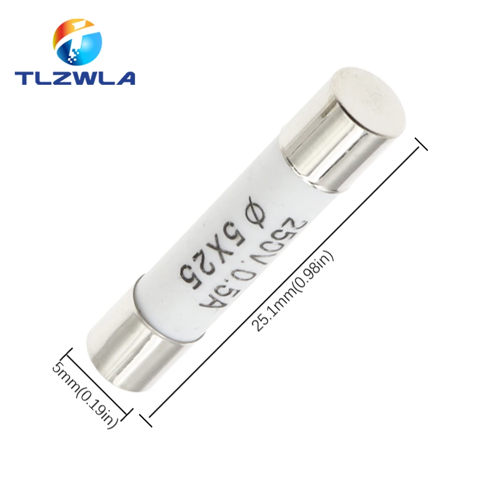 100PCS RO55 Fast Blow Ceramic Fuse 5*25mm Fuse 250V 0.5A 1A 2A 3A 4A 6A 8A 10A 15A 20A 25A 30A 5X25MM