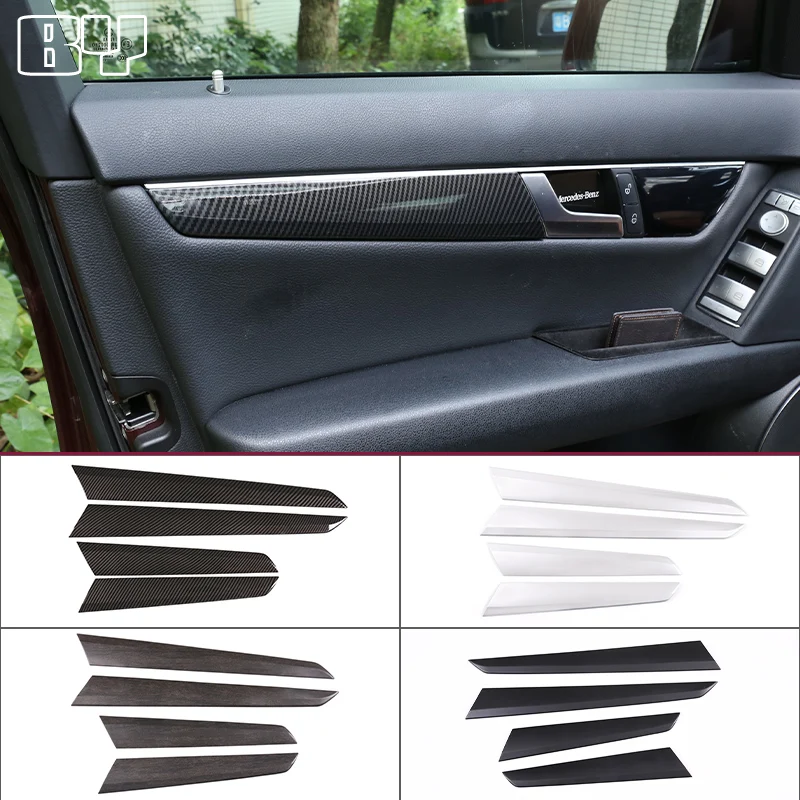 ABS Carbon Fiber/Silver Color Car Inner Door Strip Trim Auto Interior Accessories for Mercedes-Benz C Class W204 2008-2014