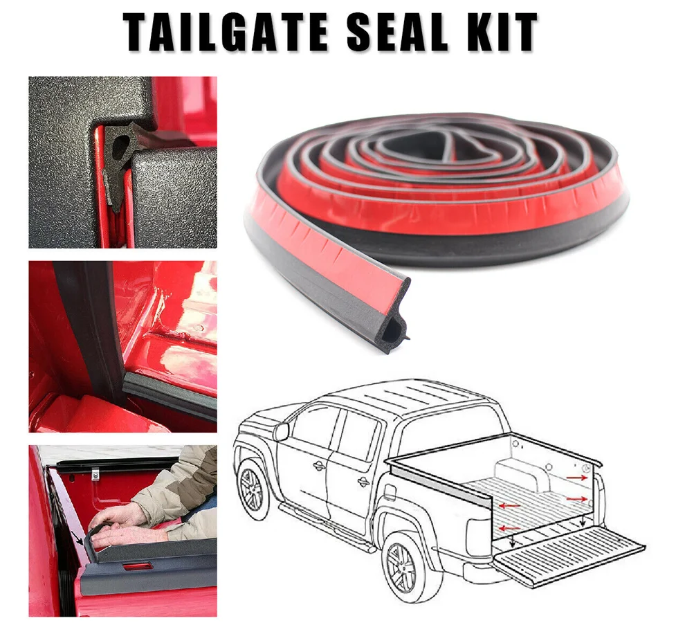 5M/16.4Ft Universal Dustproof Pickup Truck Bed Tailgate Rubber Seal Strip Tape