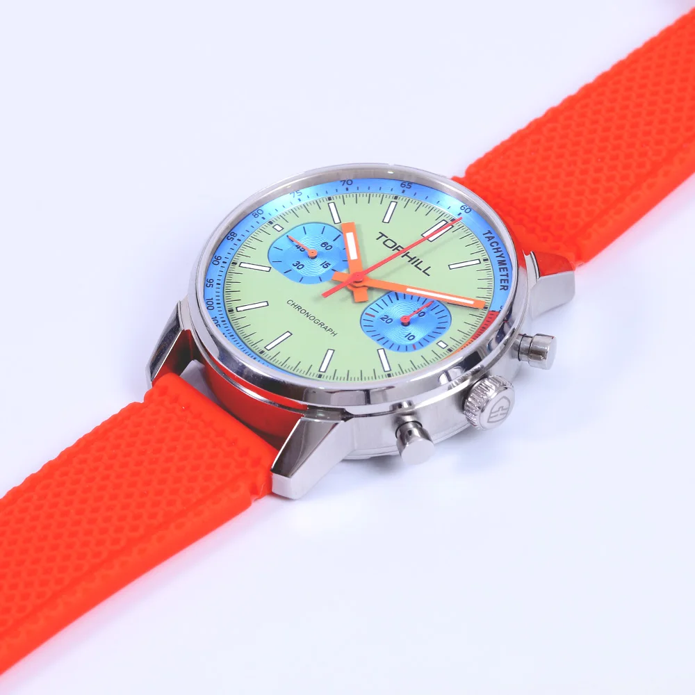 ساعات رجالي 40 مللي متر النورس ST1901 حركة الطيارين رجل سباق كرونوغراف اليد الرياح ساعة ميكانيكية الياقوت مضيئة ساعة اليد