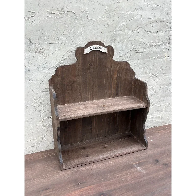 Sweet Garden Solid Wood Old Retro Double-layer Shelf Medium Antique Cup Holder Double-layer Cabinet Cup Holder Display Cabinet