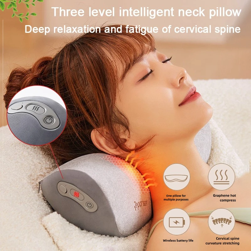 

Multi functional intelligent neck stretching hot compress pillow, neck protection cushion, kneading hot compress massage pillow