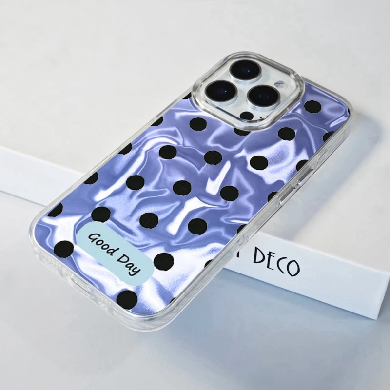 Чехол для телефона в горошек для женщин и девочек для Apple iphone 15 16 14 13 Pro Max 16e 16plus 12 11 7 8 Plus XR SE Silicone Fundas Cover
