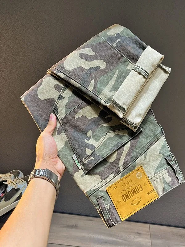 

Casual Camouflage Pants Men's Slim Straight Outdoor Wear Resistant Versatile Leisure Long Jeans Middle Waist Zipper ket