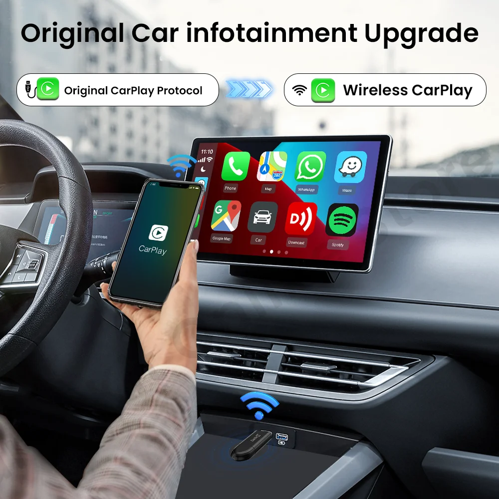 Carlinkit Mini SE Wireless Carplay Adapter, Conexão sem emenda para Wired, BLE WiFi Connect, Car Infortainment Upgrade