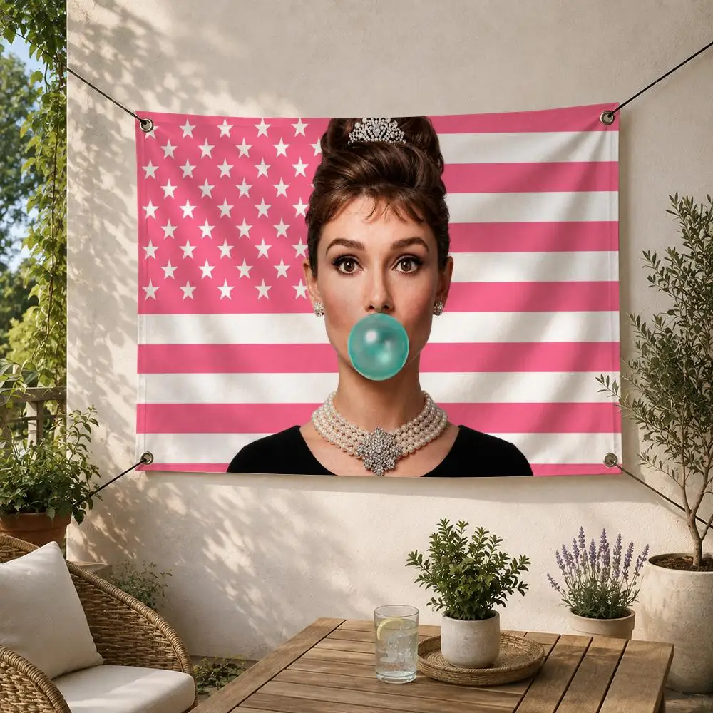 Actress A-Audrey Hepburn Flags Decorative Flag Banner for Outdoor Garden Yard Camping Party Home Wall Hanging Decor