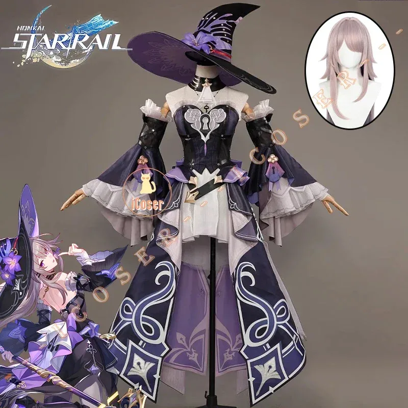 Honkai Star Rail The Herta Cosplay disfraz peluca vestido uniforme sombrero mágico accesorios de Metal fiesta de Halloween para mujeres Prop