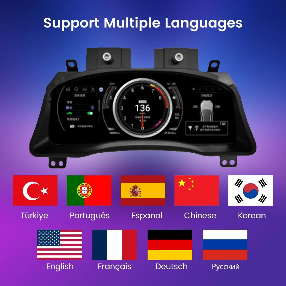 

12.3" LCD Car Digital Dashboard Cluster For Toyota Prado 2004-2009 Virtual Instrument Panel Speedometer Cockpit Meter Upgrade