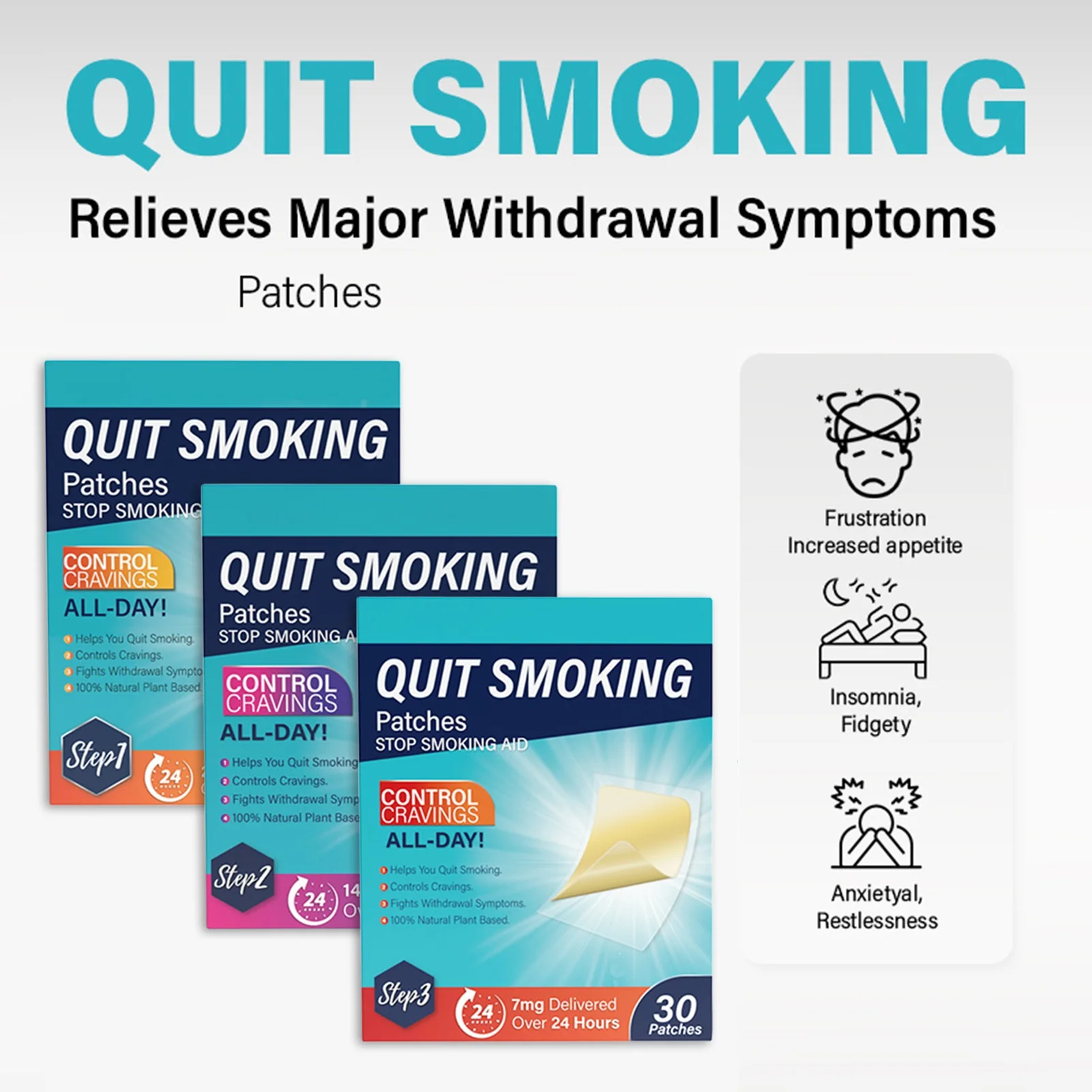 

30pcs Anti Smoking Sticker Step 1 2 3 Stop Smoking Transdermal Patches Quit Patches Easy And Effective Stop Smoking Aid