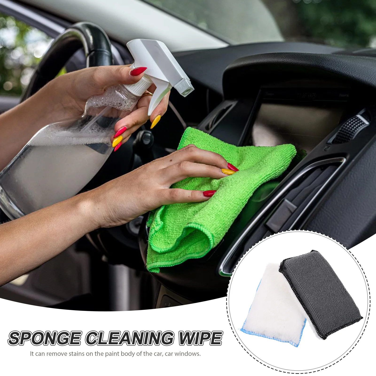 

4Pcs Car Cleaning Sponge Soft Scratch-Free Double-Sided Scrubber for Auto Paint Windows Kitchen Multi-Surface Use High