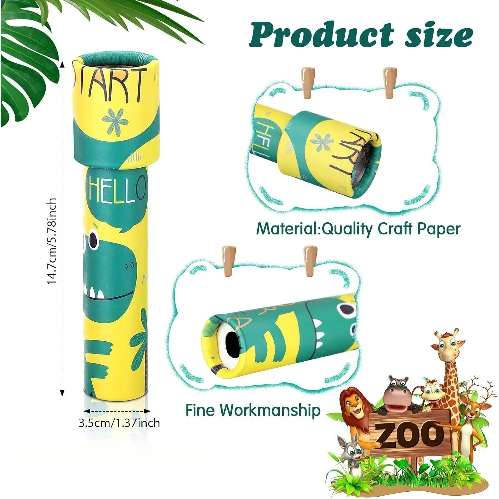 2Pcs Big Size Rotatable Kaleidoscope, Colorful Cartoon Printed Handheld Kaleidoscope, Educational Imagination Development Toy for Kids Birthday Gift