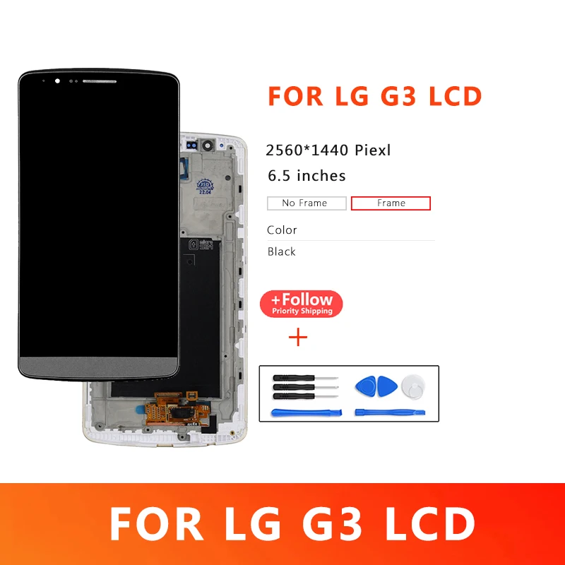 5.5 Inch Display For LG G3 Lcd D850 Touch Panel Digitizer Assembly D855 D850 D851 VS985 4G D852 LGLS990 F400K LCD Screens