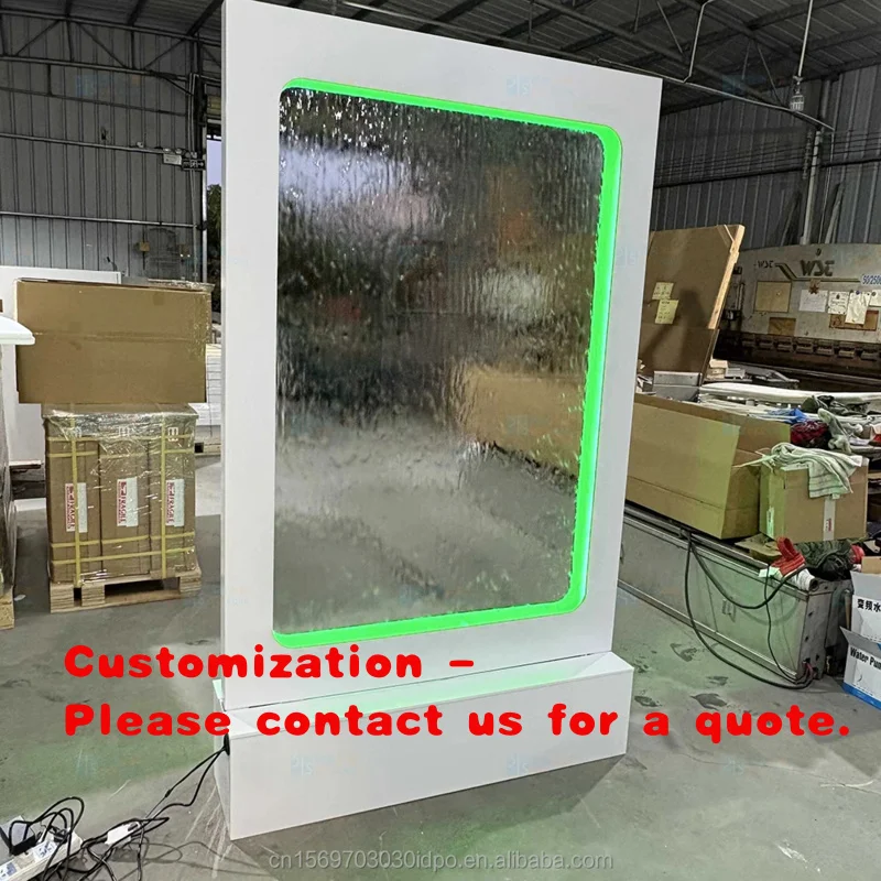 custom.Modern Elegant Stainless Steel Glass Waterfall Fountain Indoor Wedding Decorations Interior Wall Feature Garden Decor