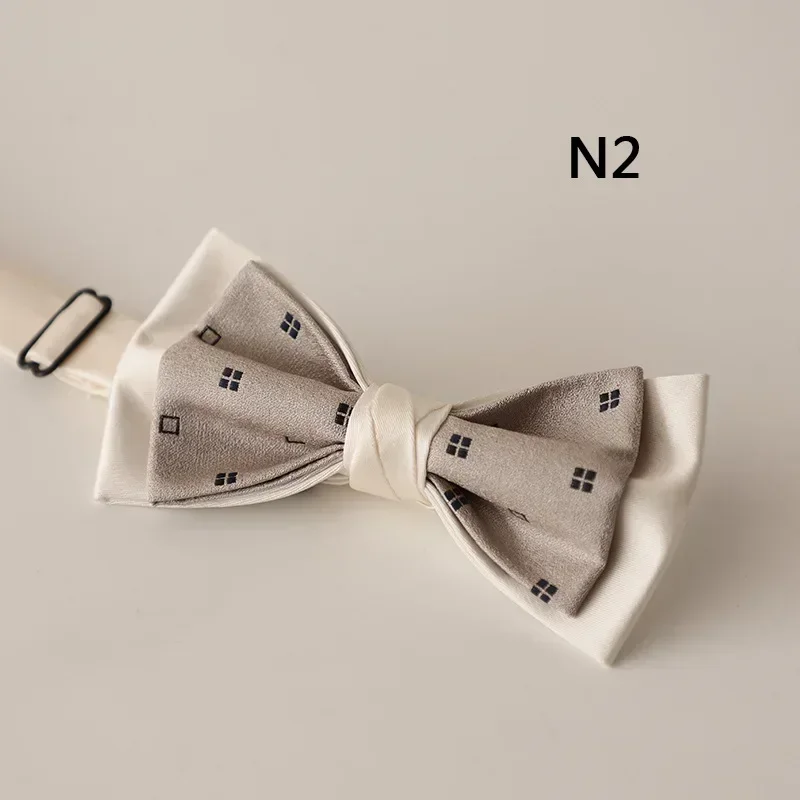 Beige Jacquard Bow Tie Korean Version Elegant Banquet  Groom Groomsman Ladies Daily Versatile Sweet Gifts Decoration