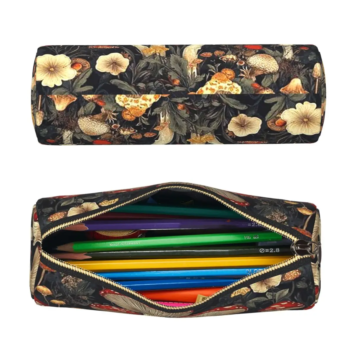 Mushroom Dark Vintage Pattern Pencil Case for Kids Gifts Pen Box Pencil Bag Stationery Supplies Pen Holder Bag