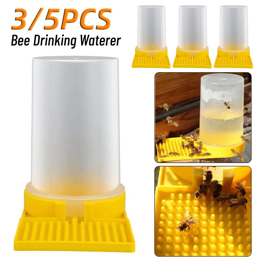 5PCS Honeycomb Bee Watering Feeder Plastic Non-toxic Bee Drinking Waterer Lightweight Beekeeping Feeder Supplies for Beekeeper