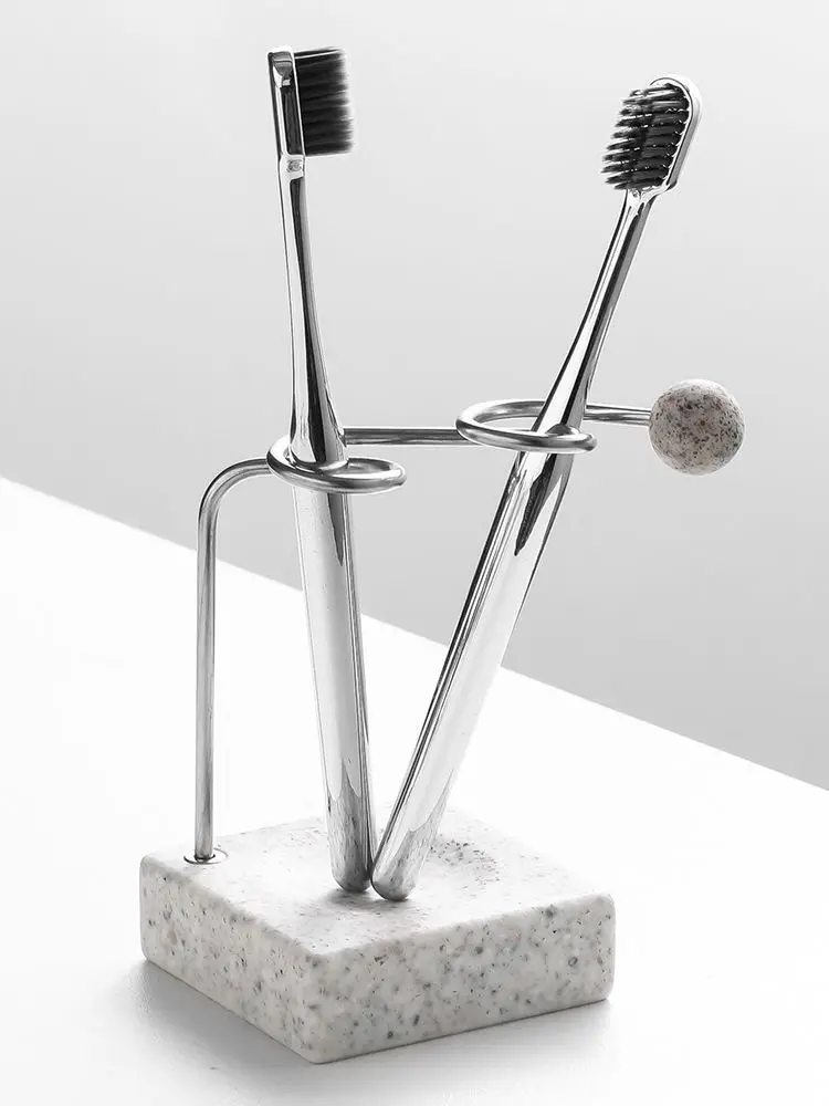 Toothbrush Storage Holder Stainless Steel Rack Resin Holder Bathroom Washbasin Dental Appliance Holder Toothpaste   Cup Stand