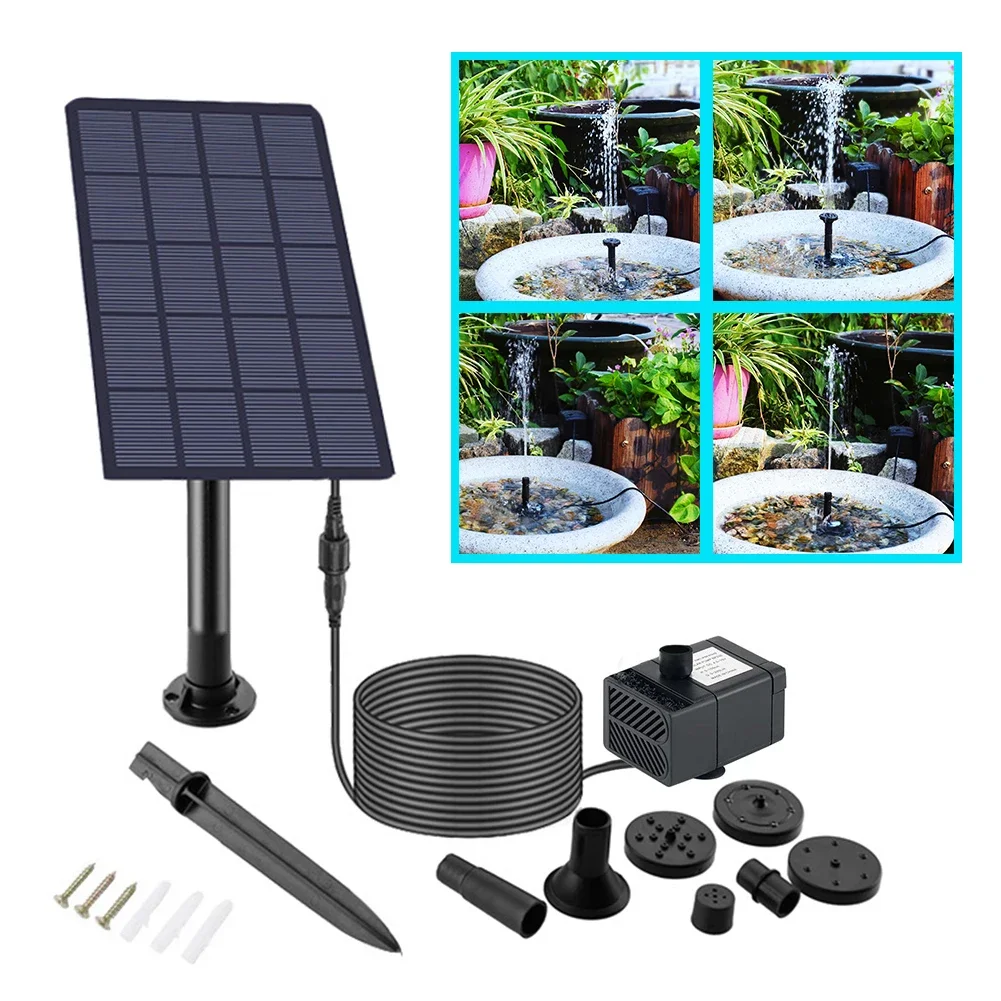 5W 5V Solar Water Pump 200L/h with Stake Solar Panel Fountain Garden Decoration Watering System Energy Saving Kits for Fish Tank