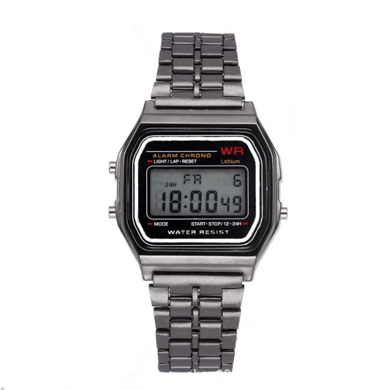 Jam Tangan Tali Baja Tahan Karat Jam Tangan Olahraga Militer Digital Retro Tahan Air Mewah Jam Tangan Elektronik Pria Wanita